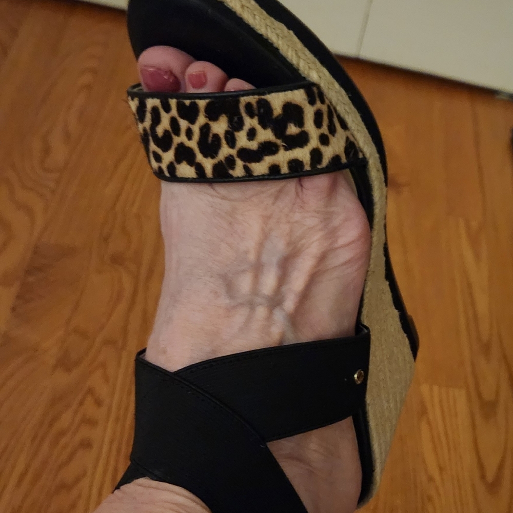 Cole Haan Leopard Print Black Sandals - Picture 7 of 9